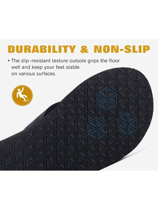 Men Coal Black Yoga Mat Leather Flip Flops Slip On Indoor Outdoor Sandal Slipper